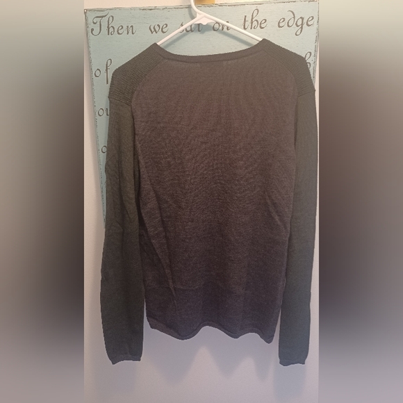 Zachary Prell $195 Men's V-Neck Colorblock Merino Wool Pullover Green/Gray Small - Picture 3 of 6